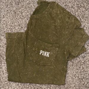 PINK Victoria's Secret Olive Graphic Tee